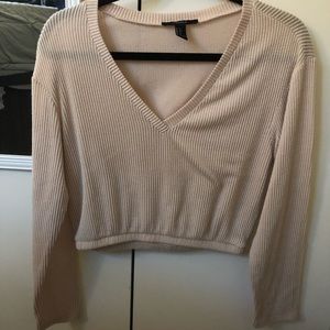 Forever21 cropped sweater in beige
